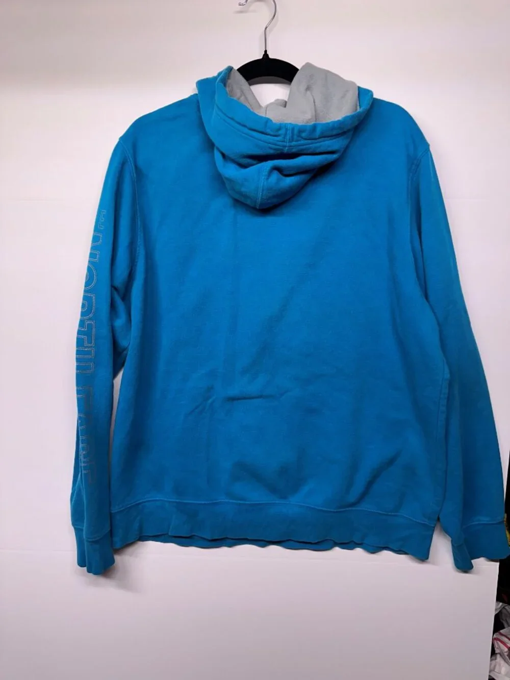 The North Face Hoodie Mens Large Teal Logo Pullover Fleece
